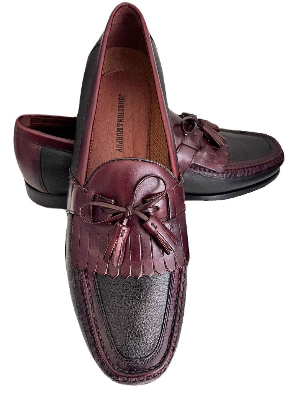 Johnson & Murphy ‘Aragon II’ Black and Burgundy Kiltie Tassel Loafers, Size 13W